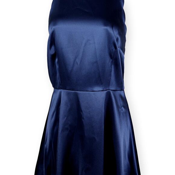 I.N. Navy Blue Satin Spaghetti Strap Mini Dress Juniors 9 - Picture 3 of 7